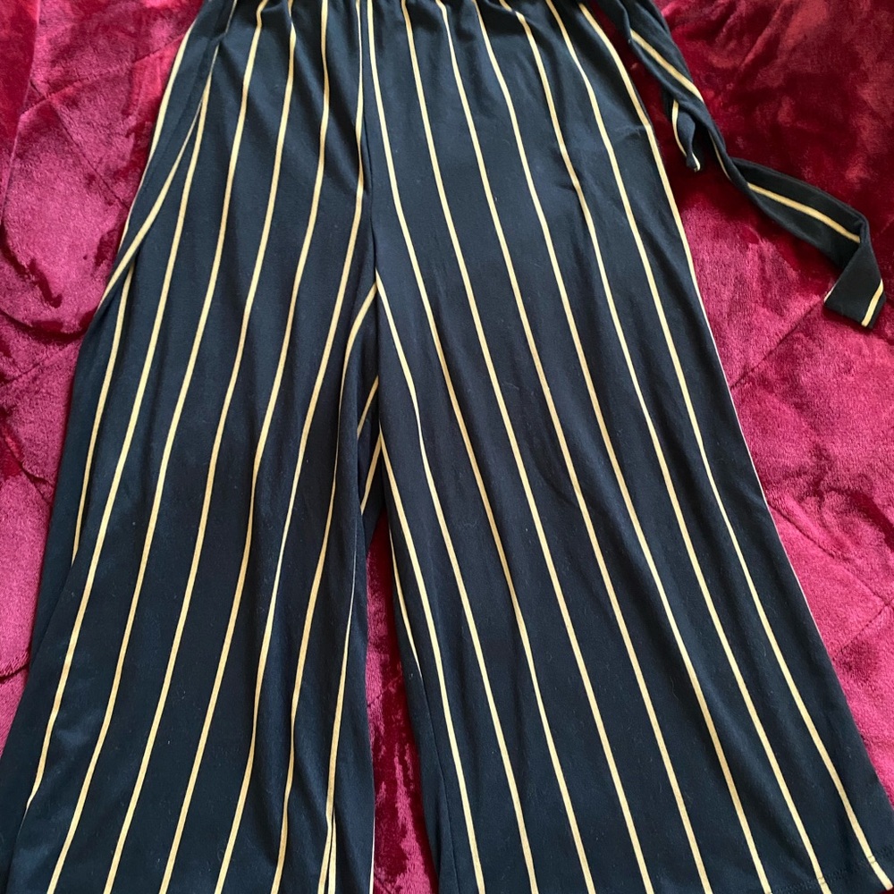 Striped Black and Cream Women's Pants